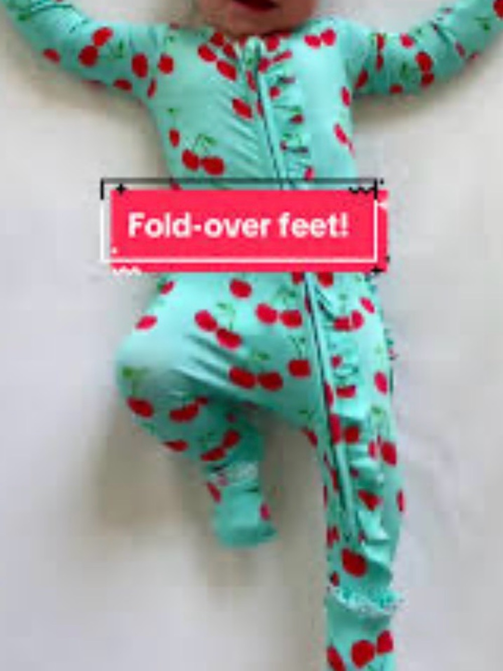 Gigi and Max Cherry-Print Ruffle Bum Footed One-Piece fold over 18 24 Bamboo